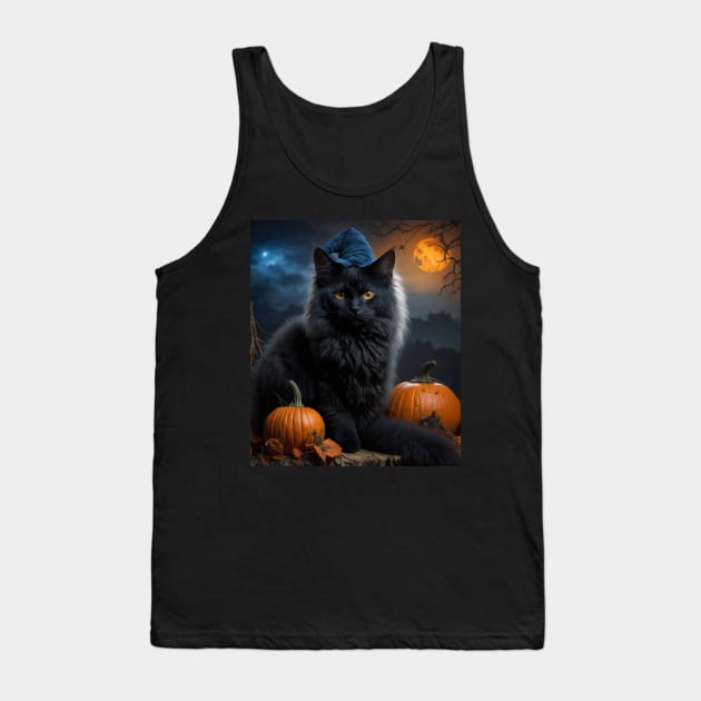 Lovely witch cat on Halloween night Tank Top by Love of animals